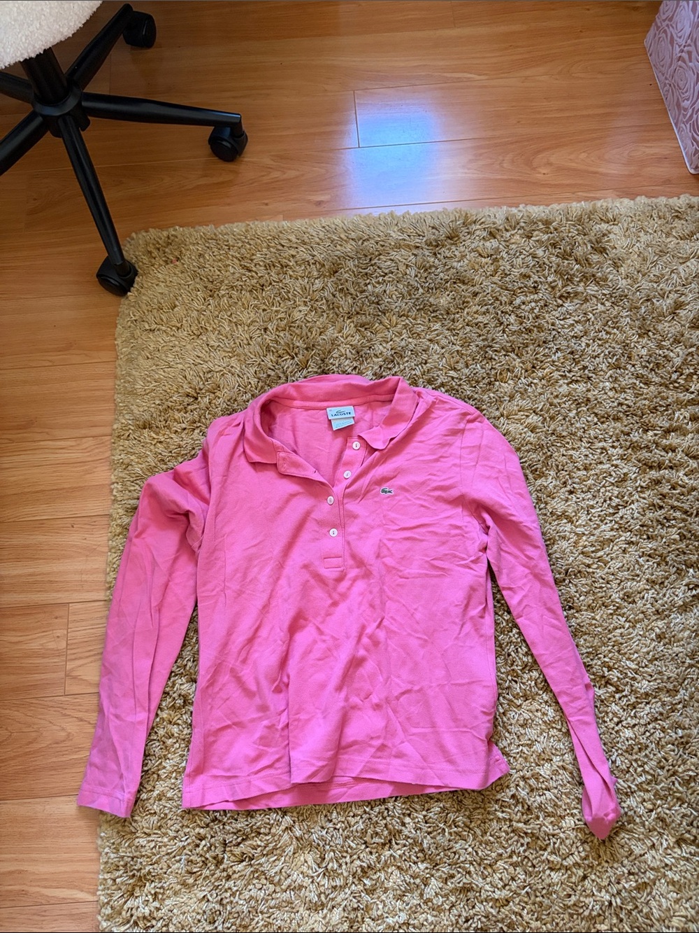 Lacoste Bubblegum Pink Long Sleeve Polo